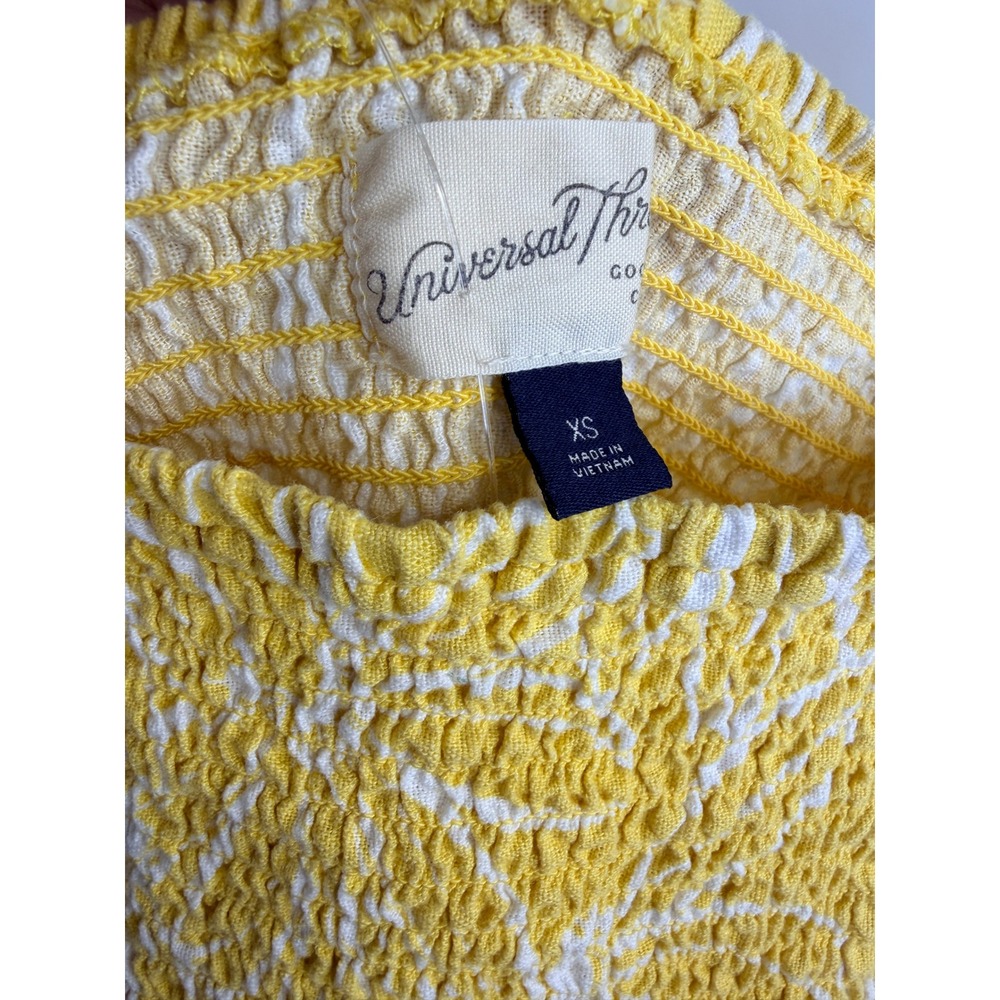 Universal Thread Yellow Floral Smocked Puff Sleeve Crop Top XS Square Neck Boho - Picture 4 of 6
